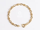 14K Gold Textured Oval Paperclip Chain, Snake Pattern Rolo Chain Bracelet