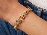 14K Gold Rolo Chain Bracelet, 10mm Round Paperclip Chain