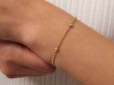 14K Gold Bead Chain Bracelet, Two Tone Balls Bracelet