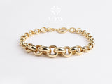 14K Gold Rolo Chain Bracelet, 10mm Round Paperclip Chain