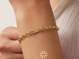14K Gold Paperclip Rolo Chain Bracelet, Rectangle Paper Clip Chain