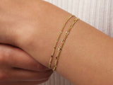 14K Gold Cuban Sequin Bracelet, 2mm Glitter Cuban Chain Bracelet