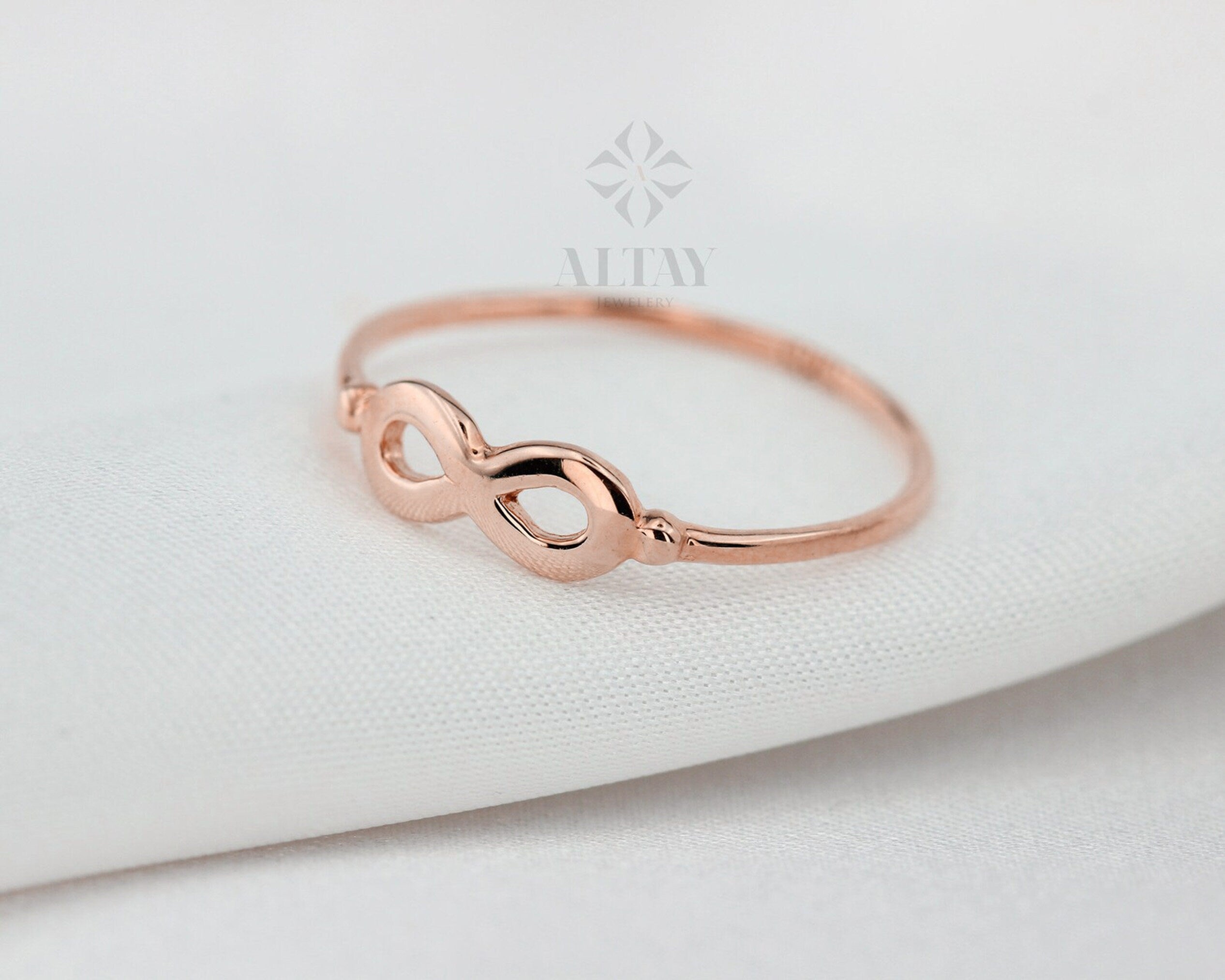 14K Gold Infinity Ring, Wedding Band Ring, Forever Ring, Delicate Love Ring, Stackable Eternity Ring, Dainty Gold Ring, Anniversary Gift