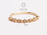 14K Gold Half Eternity Ring, Art Deco Wedding Band Ring