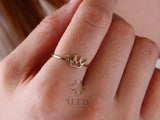 14K Gold Crown Ring, Crown Band Ring