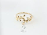 14K Gold Leaf Ring, Olive Leaf Ring