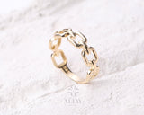 14K Gold Curb Chain Ring, 5.5MM Thick Chain Ring