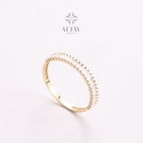 14K Gold Baguette Half Eternity Ring, Unique Marriage Ring