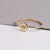 14K Gold Evil Eye Ring, Tiny Evil Eye Ring