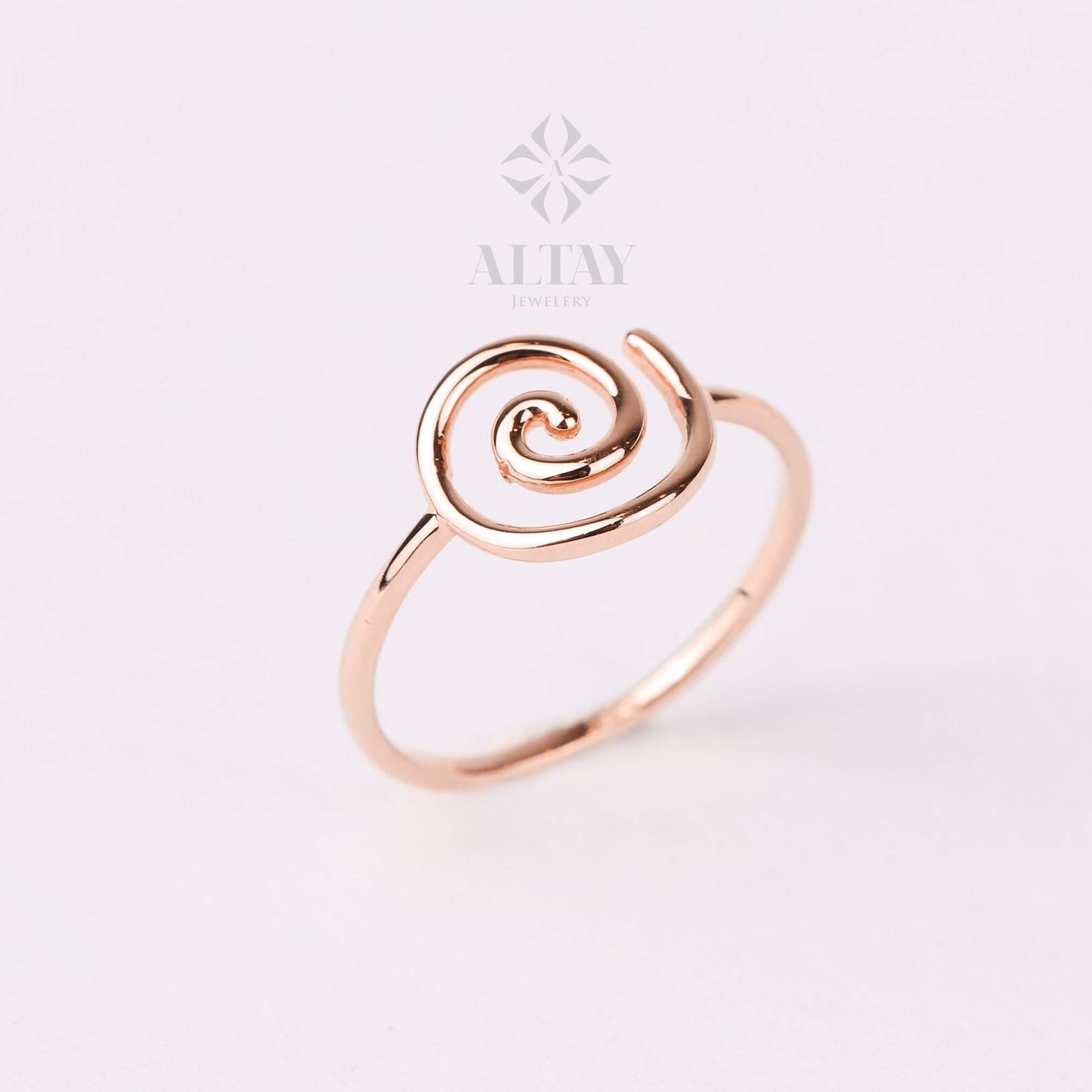 14K Gold Celtic Swirl Ring, Gold Candy Spiral Ring, Unique Promise Ring, Gold Spiral Ring, Handmade Thumb Band, Wave Gold Engagement Ring