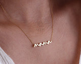 14K Gold Mama Necklace, Cursive Mama Pendant