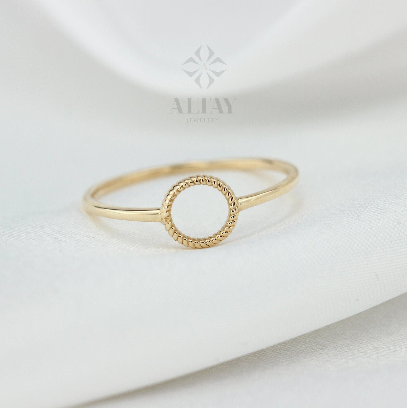 14K Gold Round Ring, Tiny Open Circle Ring, Minimalist Pointer Ring, Unity Gold Ring, Simple O Gold Ring, Personalized Pinky Gold Ring