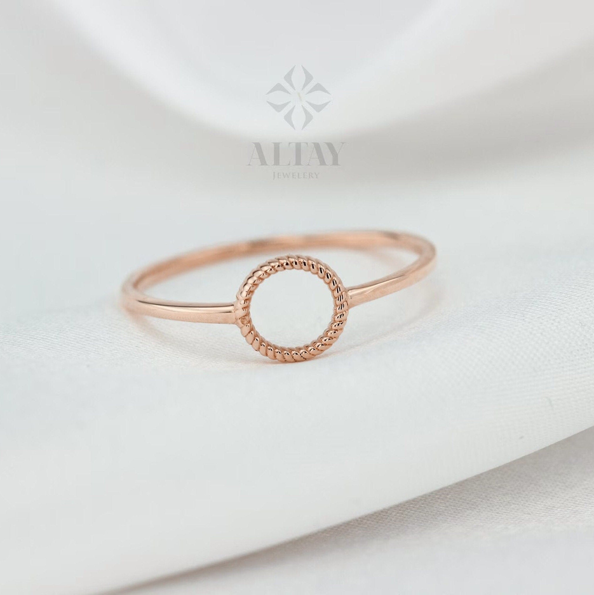 14K Gold Round Ring, Tiny Open Circle Ring, Minimalist Pointer Ring, Unity Gold Ring, Simple O Gold Ring, Personalized Pinky Gold Ring