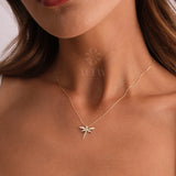 14K Gold Dragonfly Necklace, Dragonfly Charm Pendant