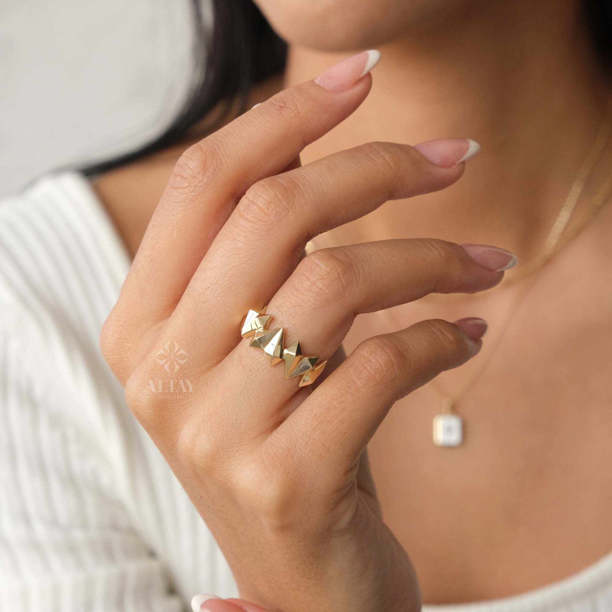 14K Gold Heart Ring, Geometric Puffy Heart Love Ring, Heart Infinity Ring, Minimalist Love Band Ring, Stacking Gold Ring, Wedding Ring