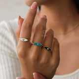 14K Gold North Star Signet Ring, Colorful Star Rings