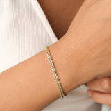 14K Gold Palm Franco Chain Bracelet, Wheat Foxtail Curb Gold Chain