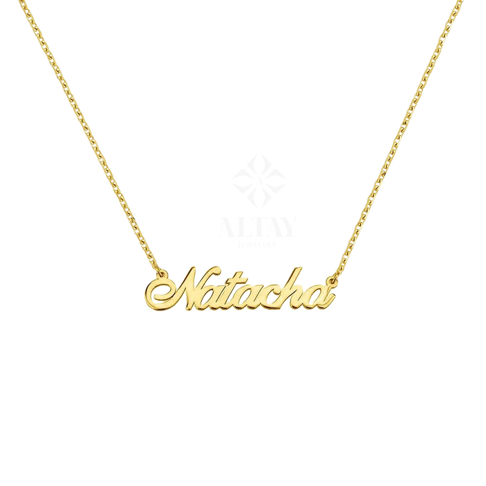 14K Gold Name Necklace, Personalized Name Pendant, Cursive Name Necklace, Dainty Gold Name Plate Necklace, Custom Gift Name Necklace