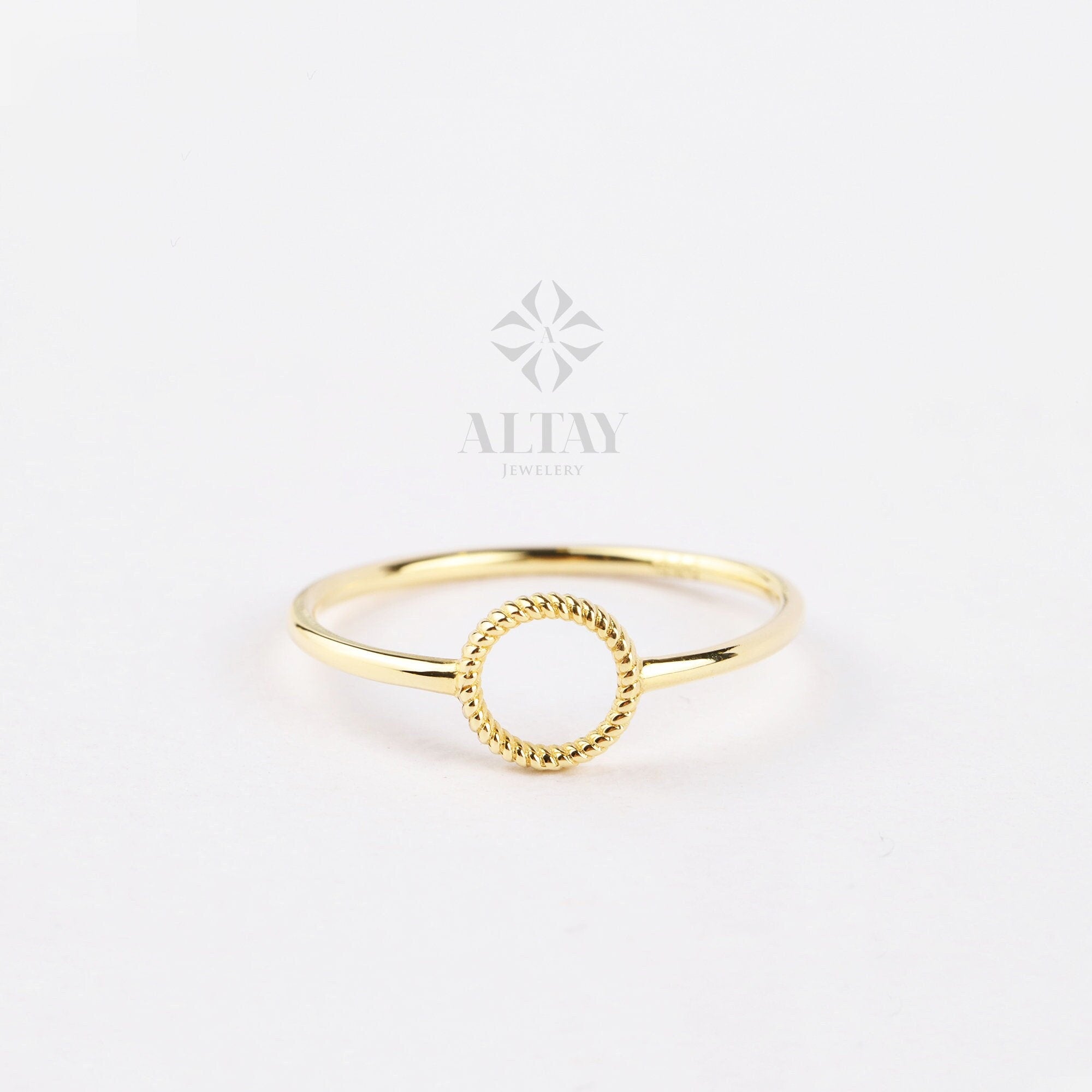 14K Gold Round Ring, Tiny Open Circle Ring, Minimalist Pointer Ring, Unity Gold Ring, Simple O Gold Ring, Personalized Pinky Gold Ring