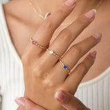 14K Gold Solitaire Birthstone Ring, Birthstone Solo Personalized Ring