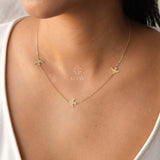 14K Gold Bird Necklace, Three Birds Necklace