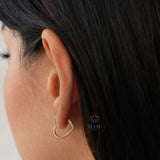 14K Gold Heart Hoop Earrings, Open Heart Huggie Earrings