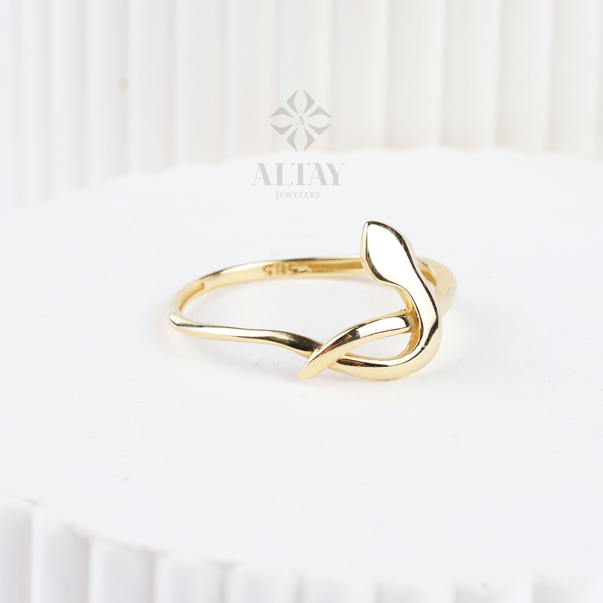 14K Gold Snake Ring, Plain Serpent Ring, Wrap Around Snake Ring, Dainty Stacking Animal Ring, Snake Band Ring, Pointer Finger Gold Ring