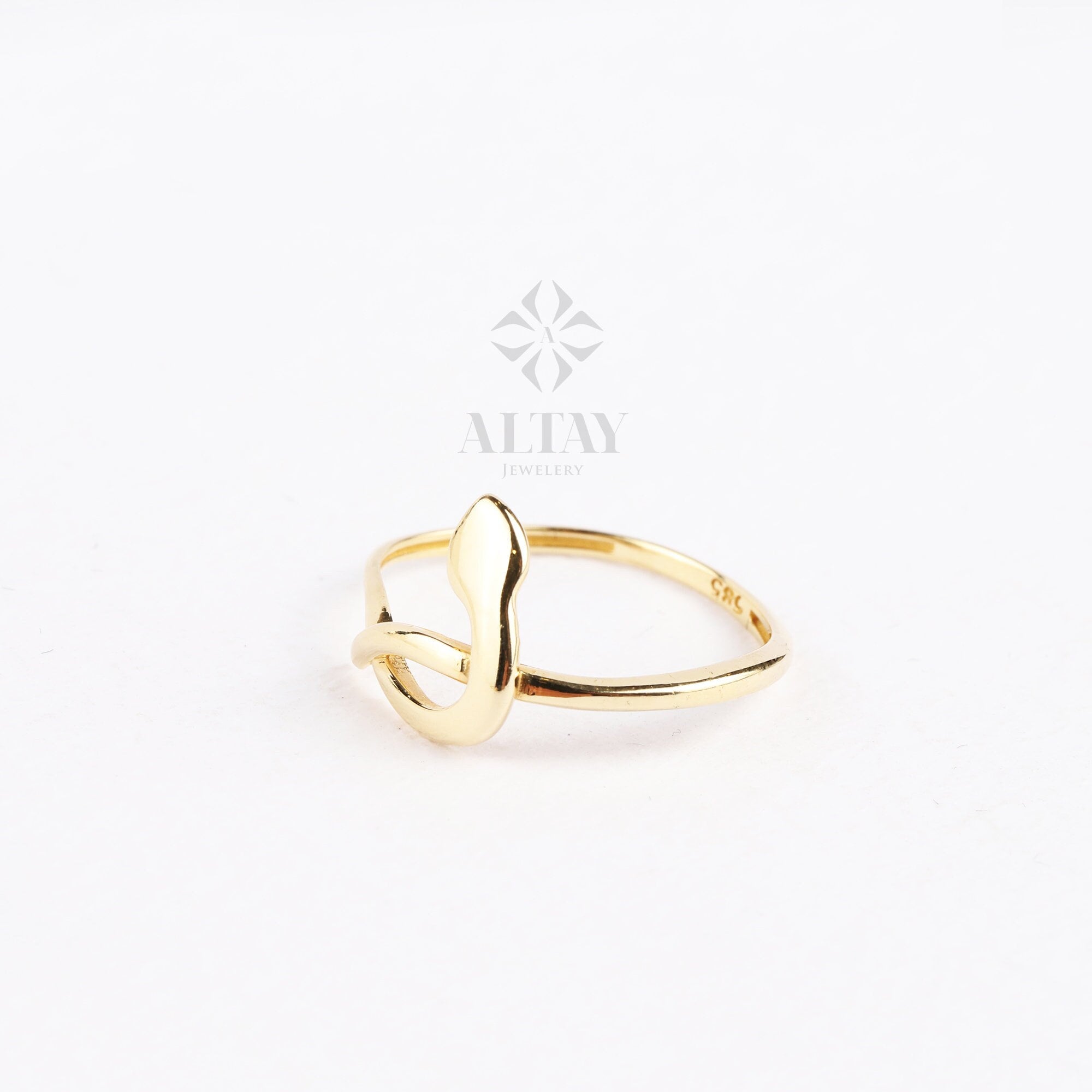 14K Gold Snake Ring, Plain Serpent Ring, Wrap Around Snake Ring, Dainty Stacking Animal Ring, Snake Band Ring, Pointer Finger Gold Ring