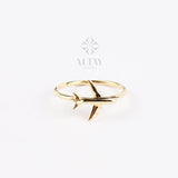14K Solid Gold Airplane Ring, Aviation Gifts