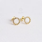 14K Gold Circle Stud Earrings, Circle Shape Studs