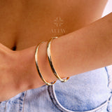 14K Gold Hinged Engraved Gold Bracelet, Custom Classic Bangle