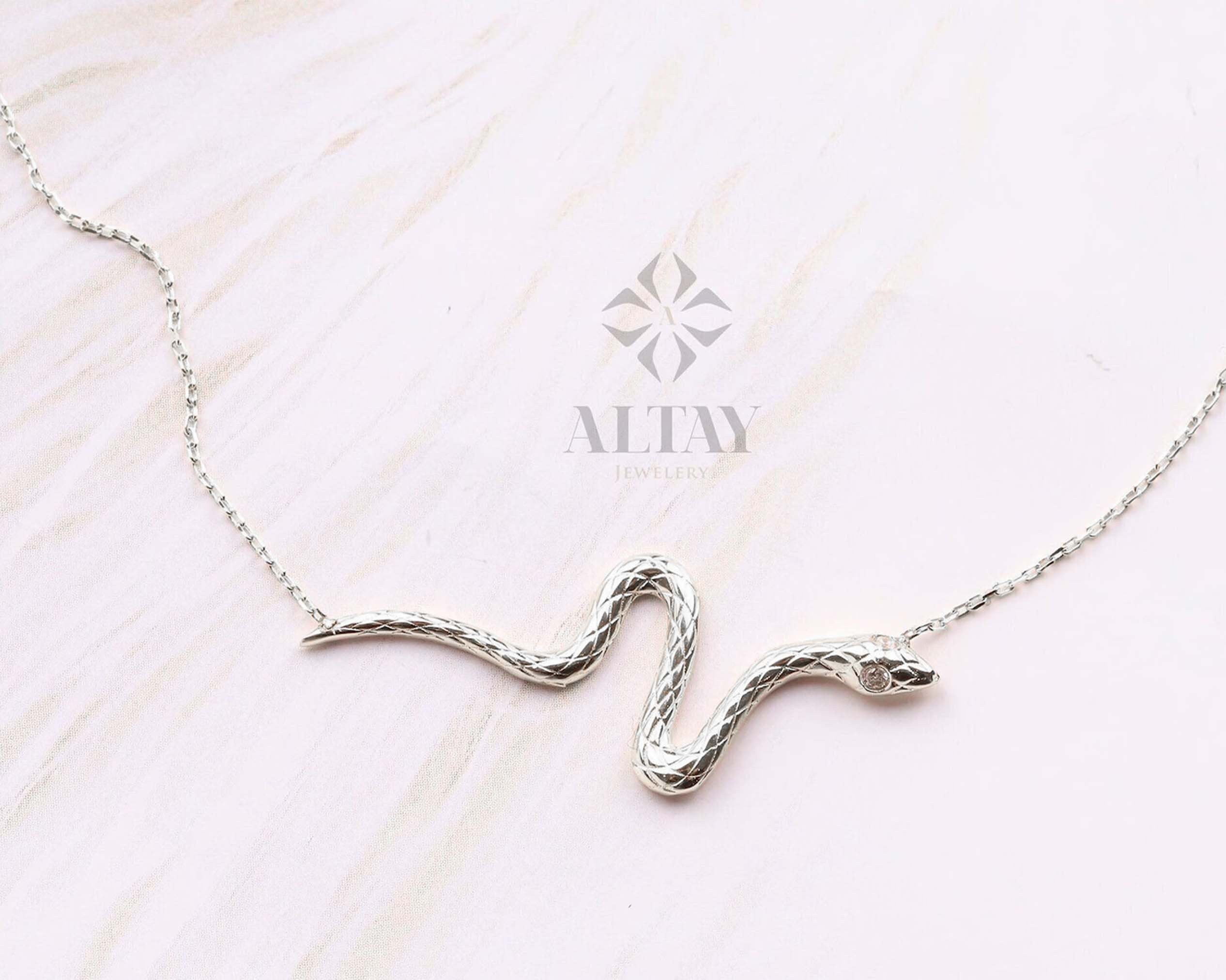 14K Gold Snake Necklace, Serpent Charm Necklace, Animal Choker, Medusa Necklace, Dainty Gold Necklace, Jewelry for Women, Bridal Gift