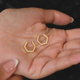 14K Gold Hoop Earring, 12mm Hexagon Gold Hoops