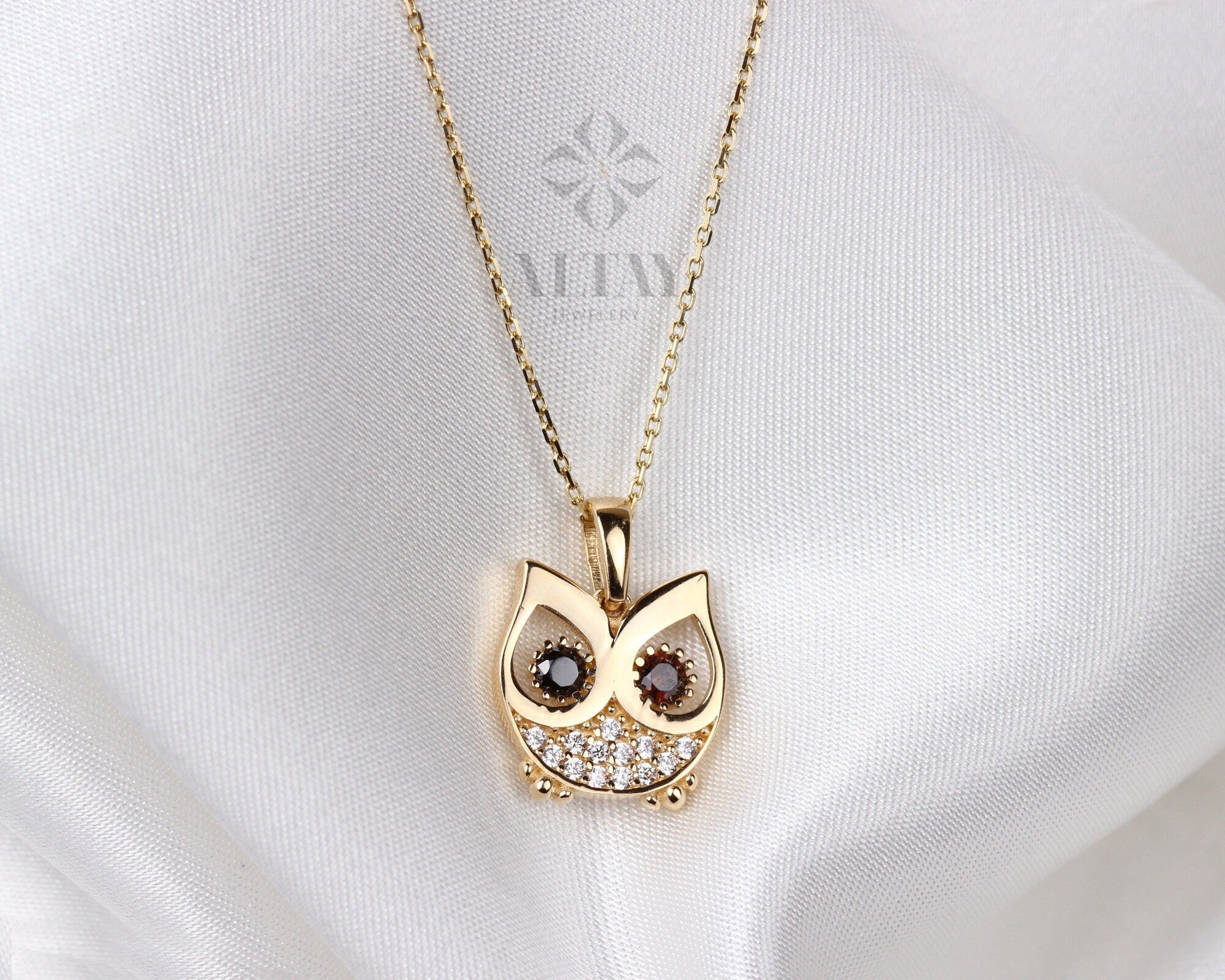 14K Gold Owl Necklace, Simple Owl Charm Necklace, Owl Necklace for Women Kids, Animal Jewelry Lovers, Dainty Charm, Cute Owl Christmas Gift