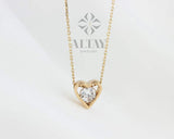 14K Gold Heart Necklace, Heart Love Charm Pendant