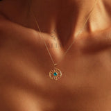 14K Gold Evil Eye Pendant Necklace, Eye Necklace