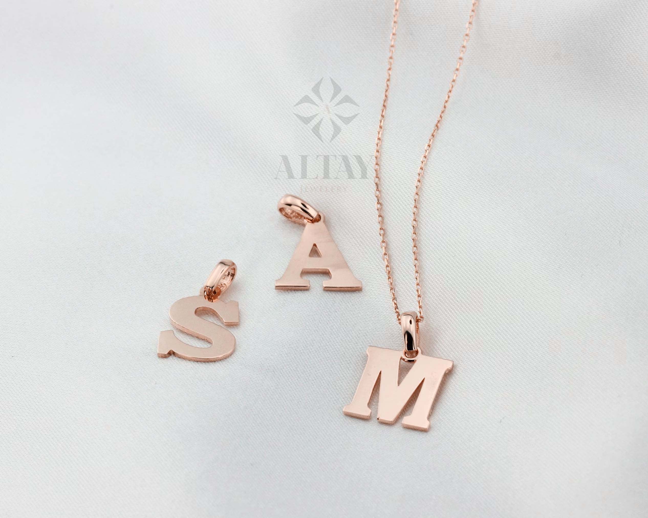 14K Gold Initial Necklace, Dainty Initial Pendant, Letter Pendant Choker, Personalized Single Letter, Personalized Jewelry, Wife Gifts