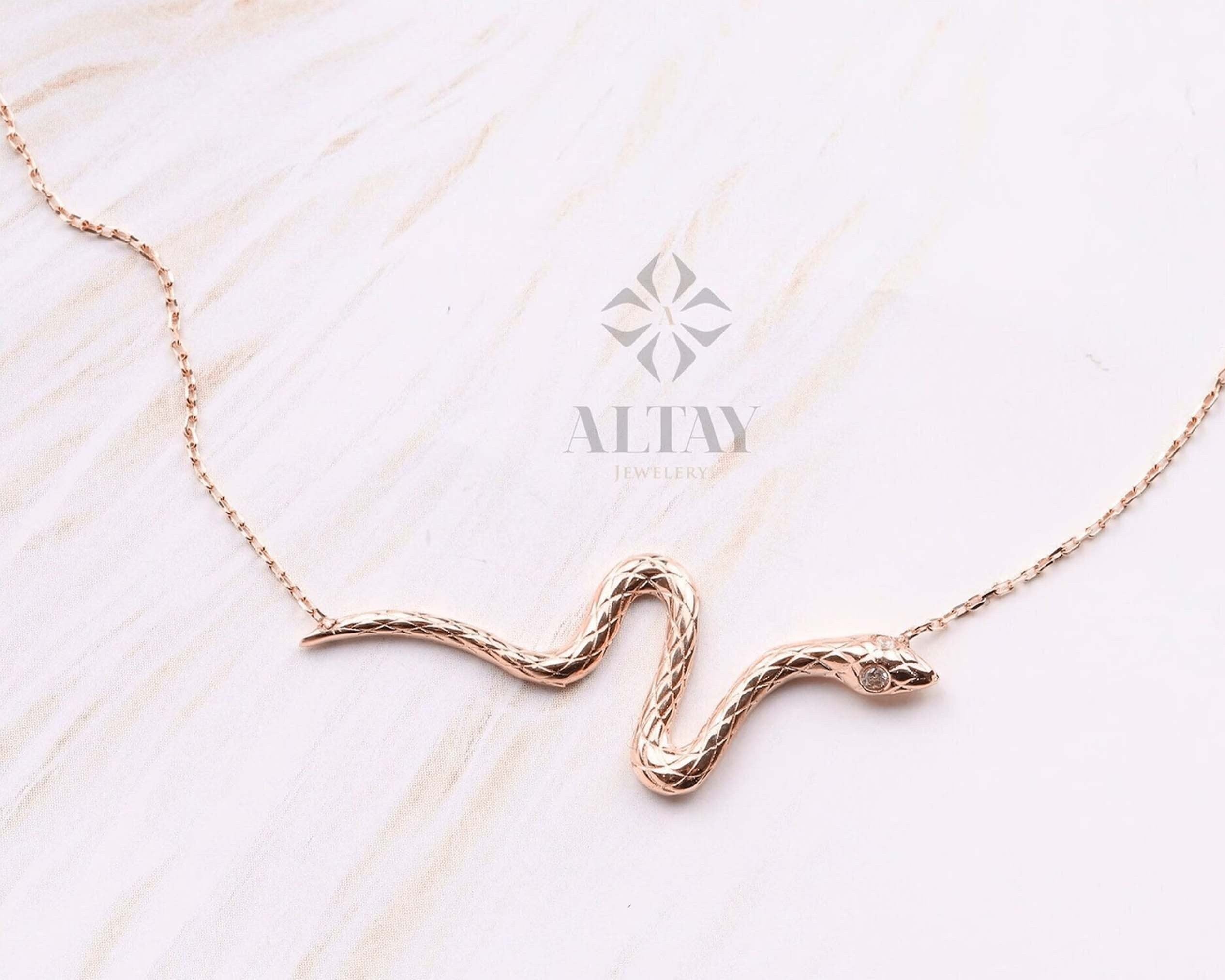 14K Gold Snake Necklace, Serpent Charm Necklace, Animal Choker, Medusa Necklace, Dainty Gold Necklace, Jewelry for Women, Bridal Gift