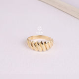 14K Gold Croissant Ring, Dome Croissant Ring