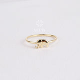 14K Gold Elephant Ring, Tiny Elephant Band Ring