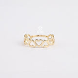 14K Gold Heart Ring, Multi Heart Love Ring