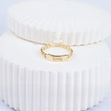 14K Gold Engraved Name Ring, Dainty Bar Ring