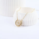 14K Gold Compass Necklace, Round Starburst Necklace
