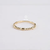 14K Gold Ball Ring, Beaded Knuckle Band