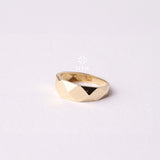 14K Gold Geometric Chunky Ring, Dainty Edge Ring