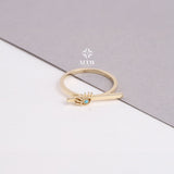 14K Gold Evil Eye Bar Ring, Signet Bar Ring