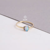 14K Gold Blue Opal Ring, Opal Engagement Ring