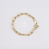 14K Gold Oval Link Chain Bracelet, 4.5mm Paperclip Chain Bracelet