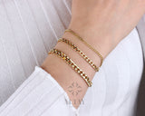 14K Gold Cuban Link Bracelet, 2mm 3mm 4mm Curb Chain