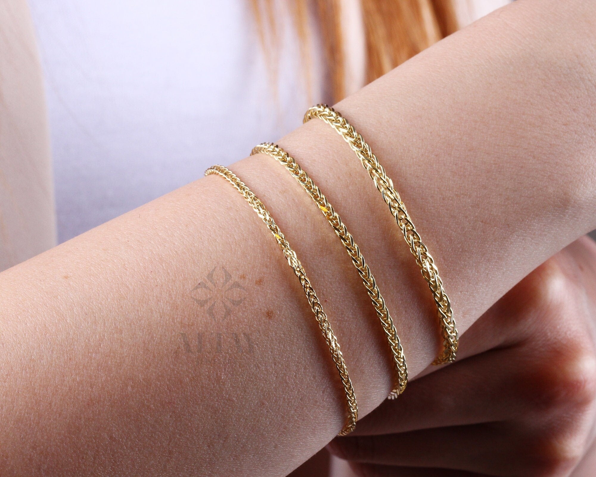 14K Gold Franco Chain Bracelet, Palm Chain, Foxtail Curb Chain, Men Women Minimalist Bracelet, Spiga Chain Bracelet, Statement Bracelet